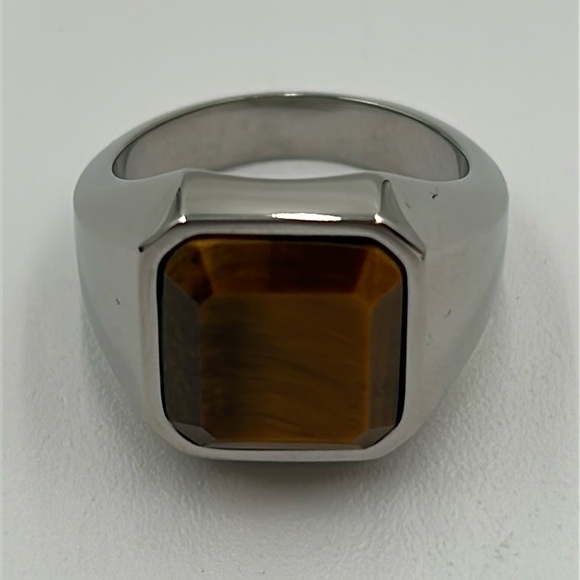2139- Tiger Eye Natural Gemstone Handmade Men's Ring Size 10.5 NWT - Picture 3 of 7